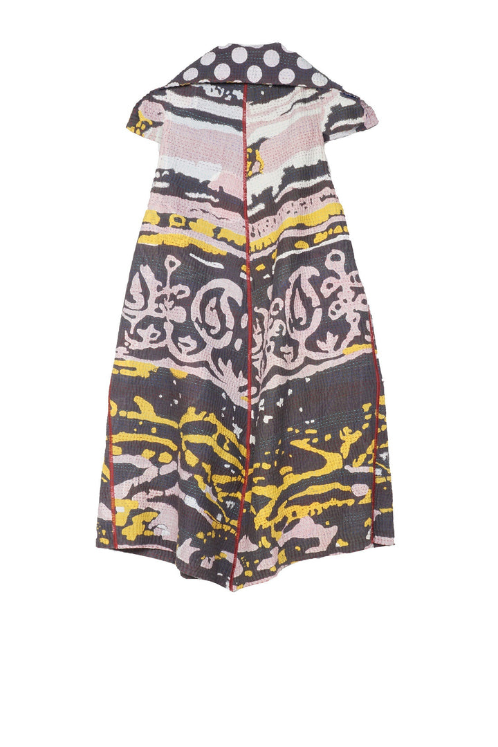 WHITE NIGHT KANTHA DOUBLE BREASTED VEST - wn4216-gry -