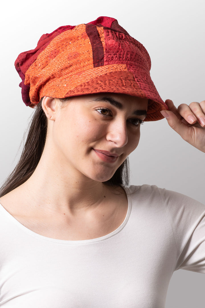 COTTON SILK SW PATCH OMBRE KANTHA HALF BRIM HAT - wo2881-org -