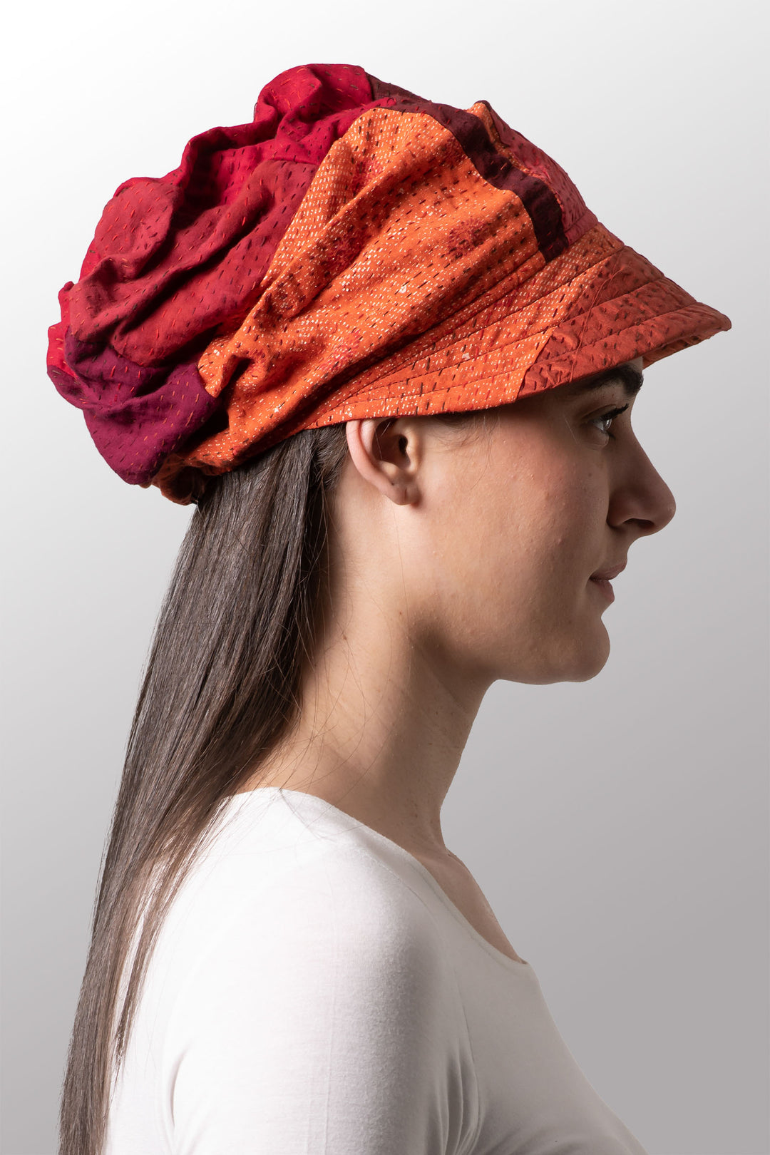 COTTON SILK SW PATCH OMBRE KANTHA HALF BRIM HAT - wo2881-org -