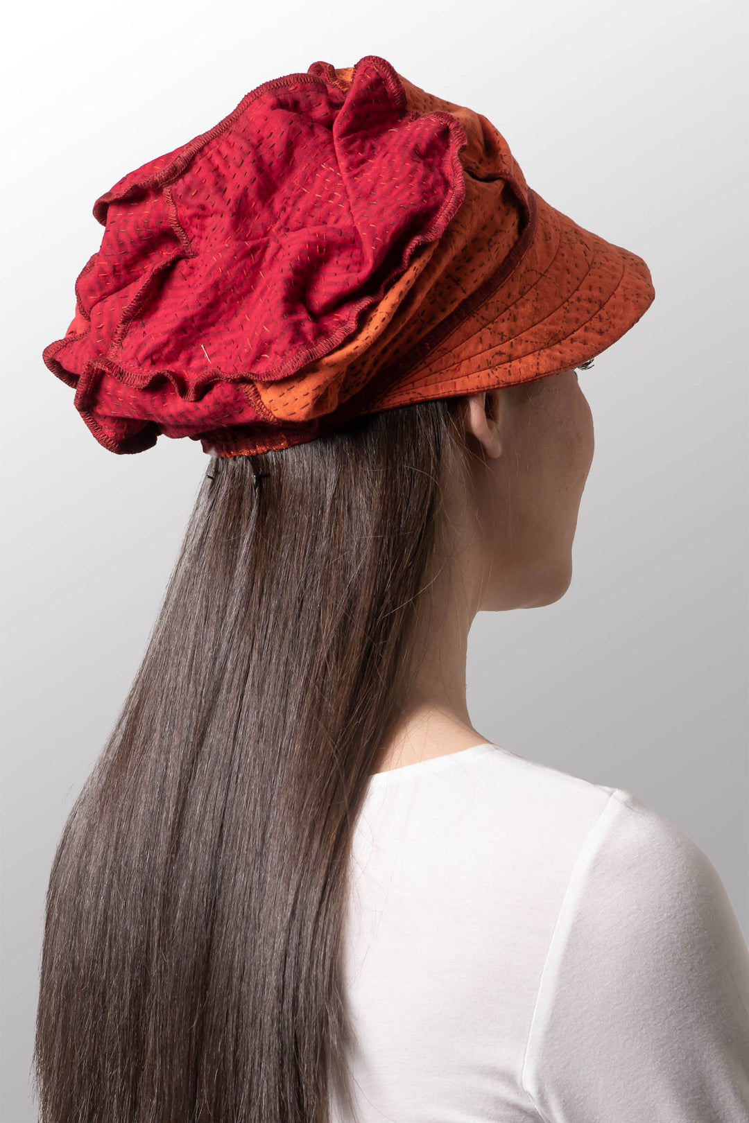 COTTON SILK SW PATCH OMBRE KANTHA HALF BRIM HAT - wo2881-org -