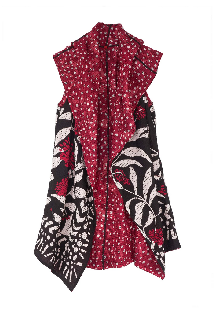 WHITE LEAF BBK KANTHA CIRCULAR VEST - mb2201-blk -