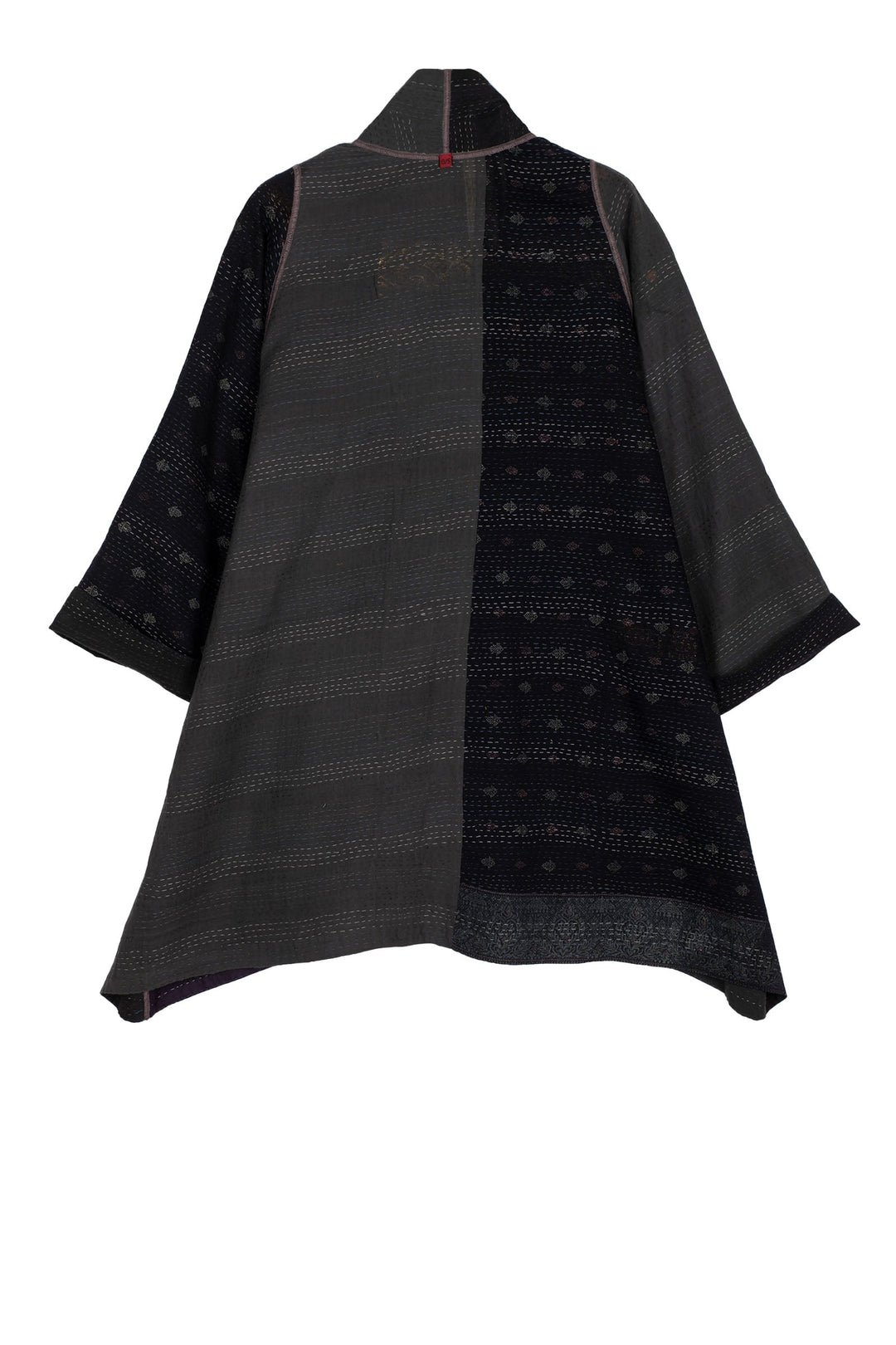 COTTON SILK SW PATCH KANTHA A-LINE JKT - ws2003-blk -