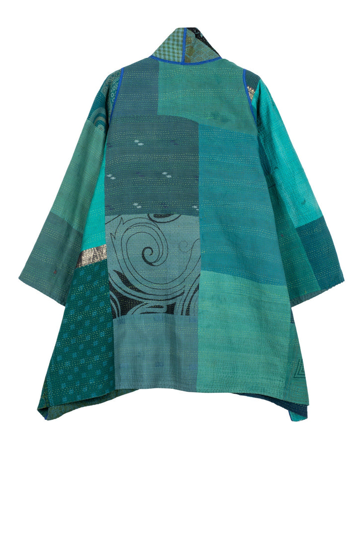 COTTON SILK SW PATCH KANTHA A-LINE JKT - ws2003-tel -