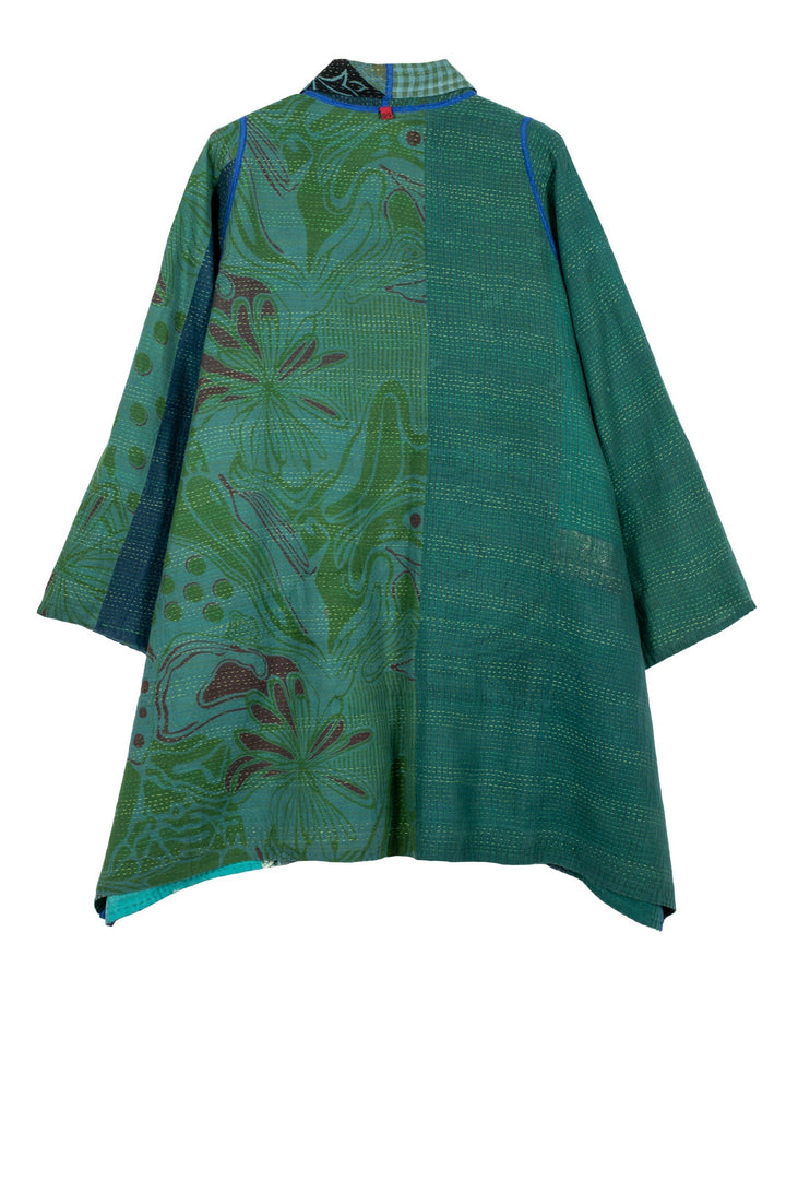 COTTON SILK SW PATCH KANTHA A-LINE JKT - ws2003-tel -