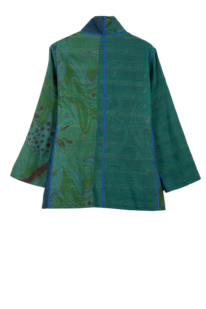 COTTON SILK SW PATCH KANTHA SHORT JKT - ws2007-tel -
