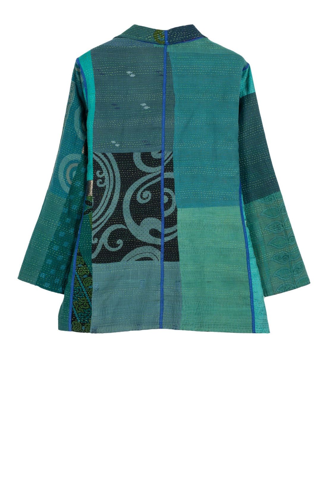 COTTON SILK SW PATCH KANTHA SHORT JKT - ws2007-tel -
