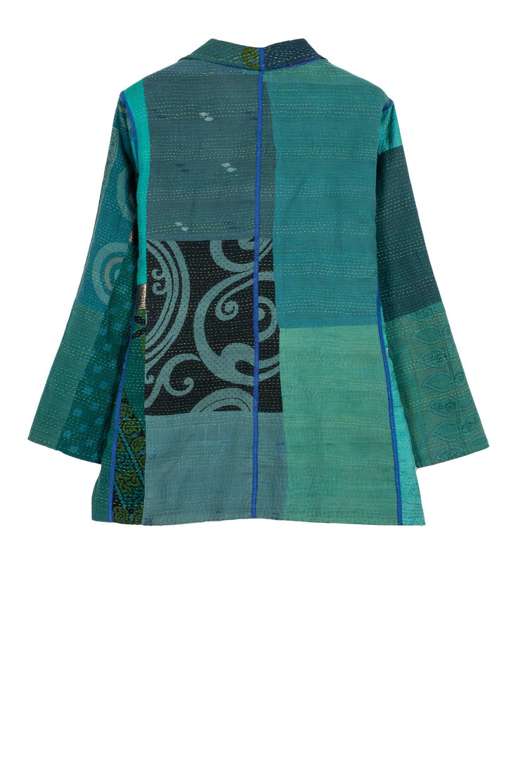 COTTON SILK SW PATCH KANTHA SHORT JKT - ws2007-tel -