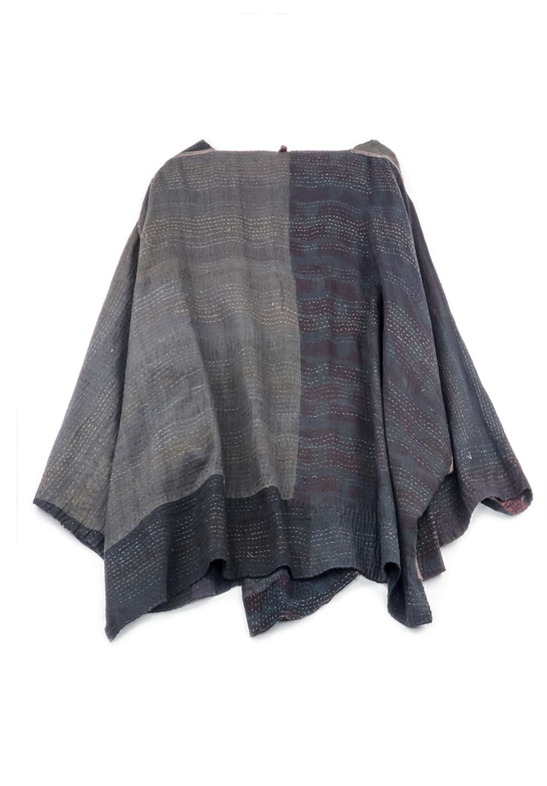 COTTON SILK SW PATCH KANTHA 3/4 SLV. CROP TOP MIO - ws2538-blk -