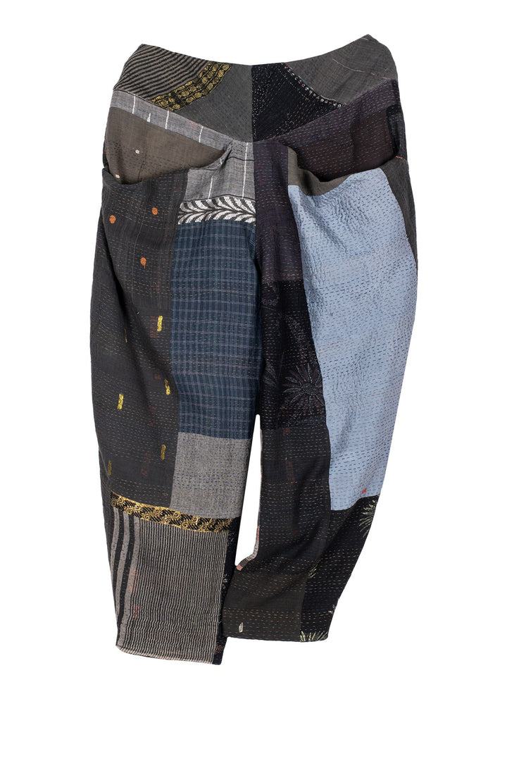 COTTON SILK SW PATCH KANTHA YAMAHA PANTS - ws2632-gry -