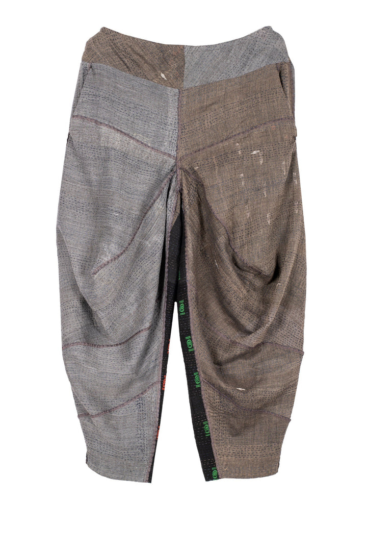 COTTON SILK SW PATCH KANTHA YAMAHA PANTS - ws2632-gry -