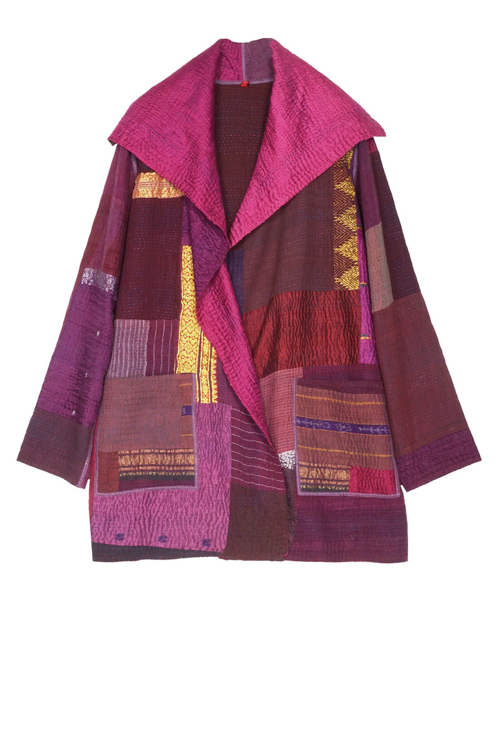 COTTON SILK SW PATCH KANTHA POCKET JKT - ws4002-prp -