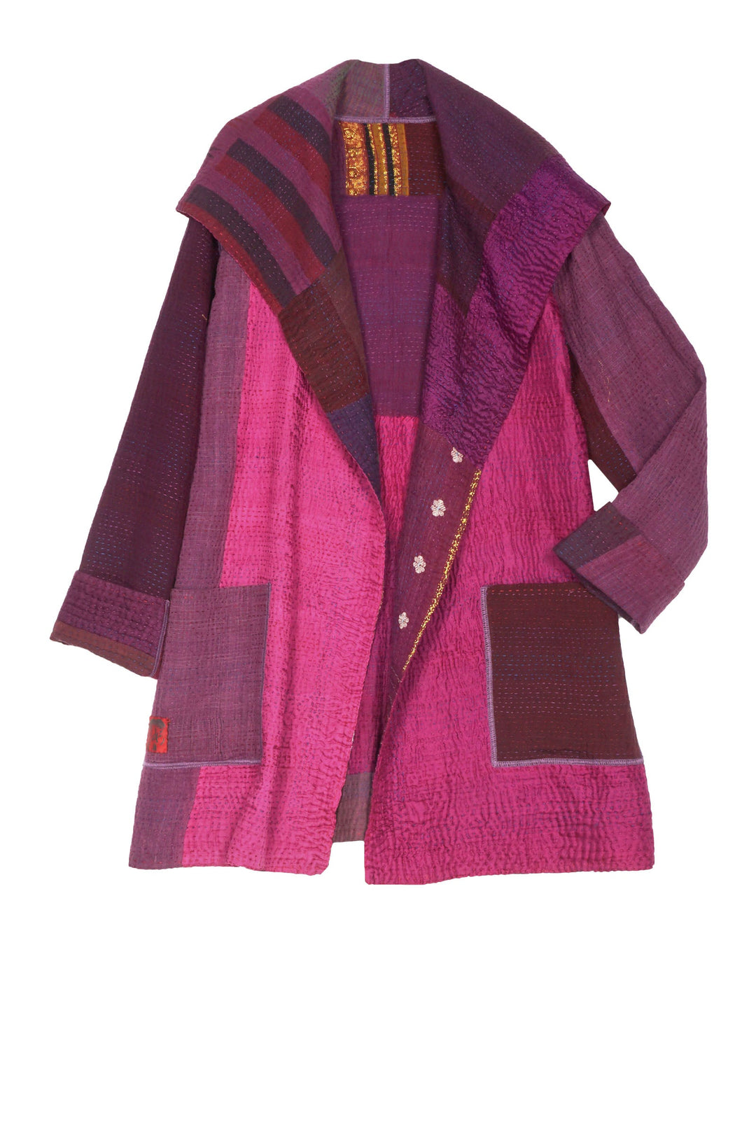 COTTON SILK SW PATCH KANTHA POCKET JKT - ws4002-prp -