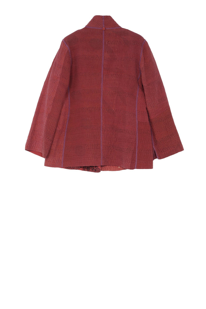 COTTON SILK SW PATCH KANTHA SHORT JKT - ws4007-red -