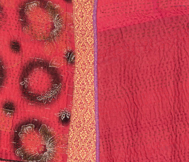 COTTON SILK SW PATCH KANTHA STAND COLLAR CROPPED JKT - ws4034-red -