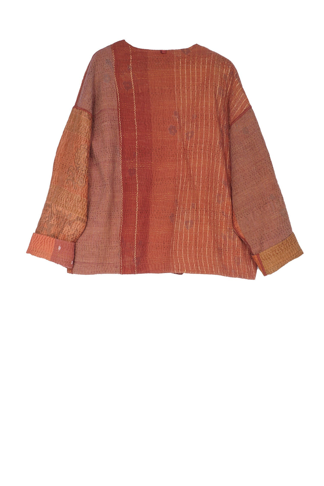 COTTON SILK SW PATCH KANTHA CREW NECK SHORT JKT - ws4053-org -