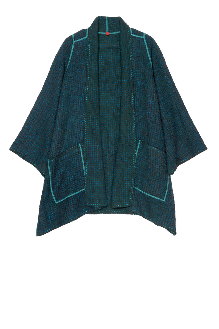 WOOL WAFFLE KANTHA A-LINE JKT - ww3003-tel -