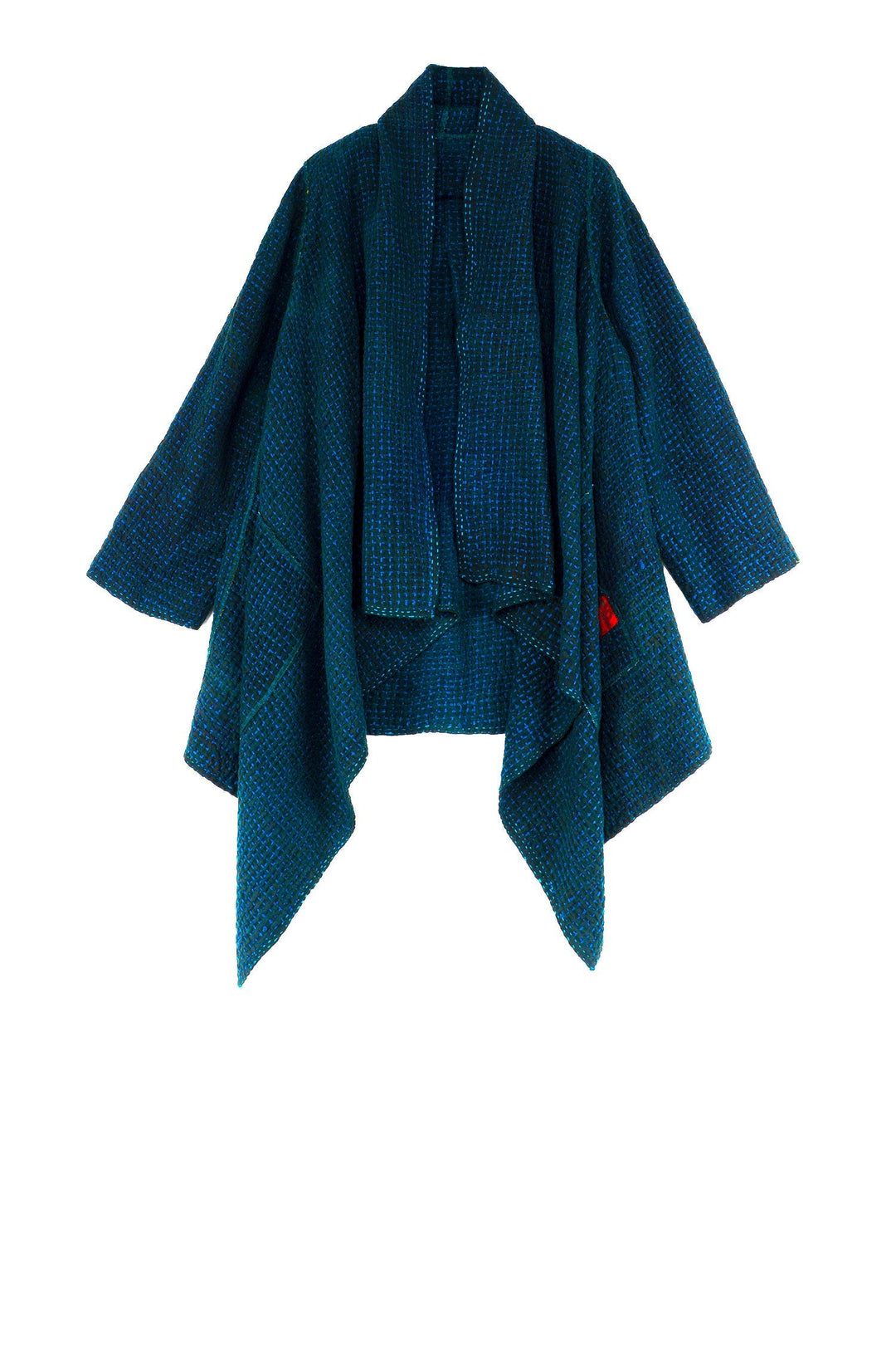 WOOL WAFFLE KANTHA DOUBLE WRAP JKT - ww3056-tel -