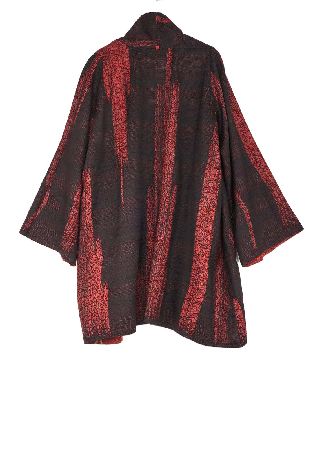 KIMONO PRINT KANTHA A-LINE JKT - kp2003-red -