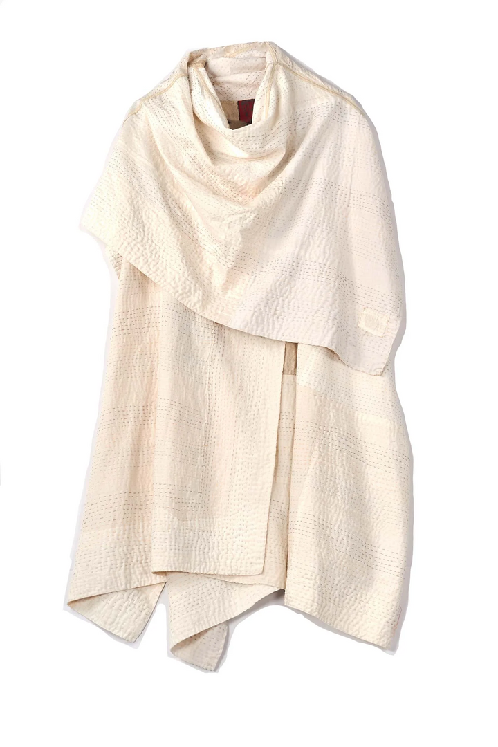 JAIPUR WHITE KANTHA COWL NECK FLARE TOP - jw2529-ivy -